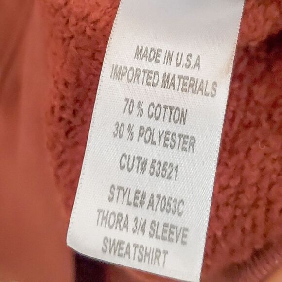 Agolde Thora Sweatshirt 3/4 Sleeve Rust Crew Puff Sleeve Cotton Pullover Size XS - Picture 6 of 6
